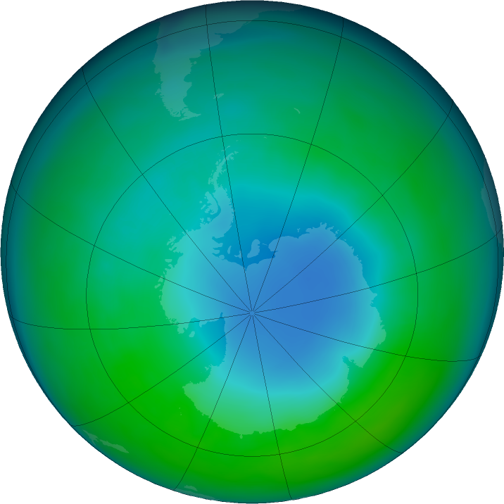 Antarctic ozone map for May 2018